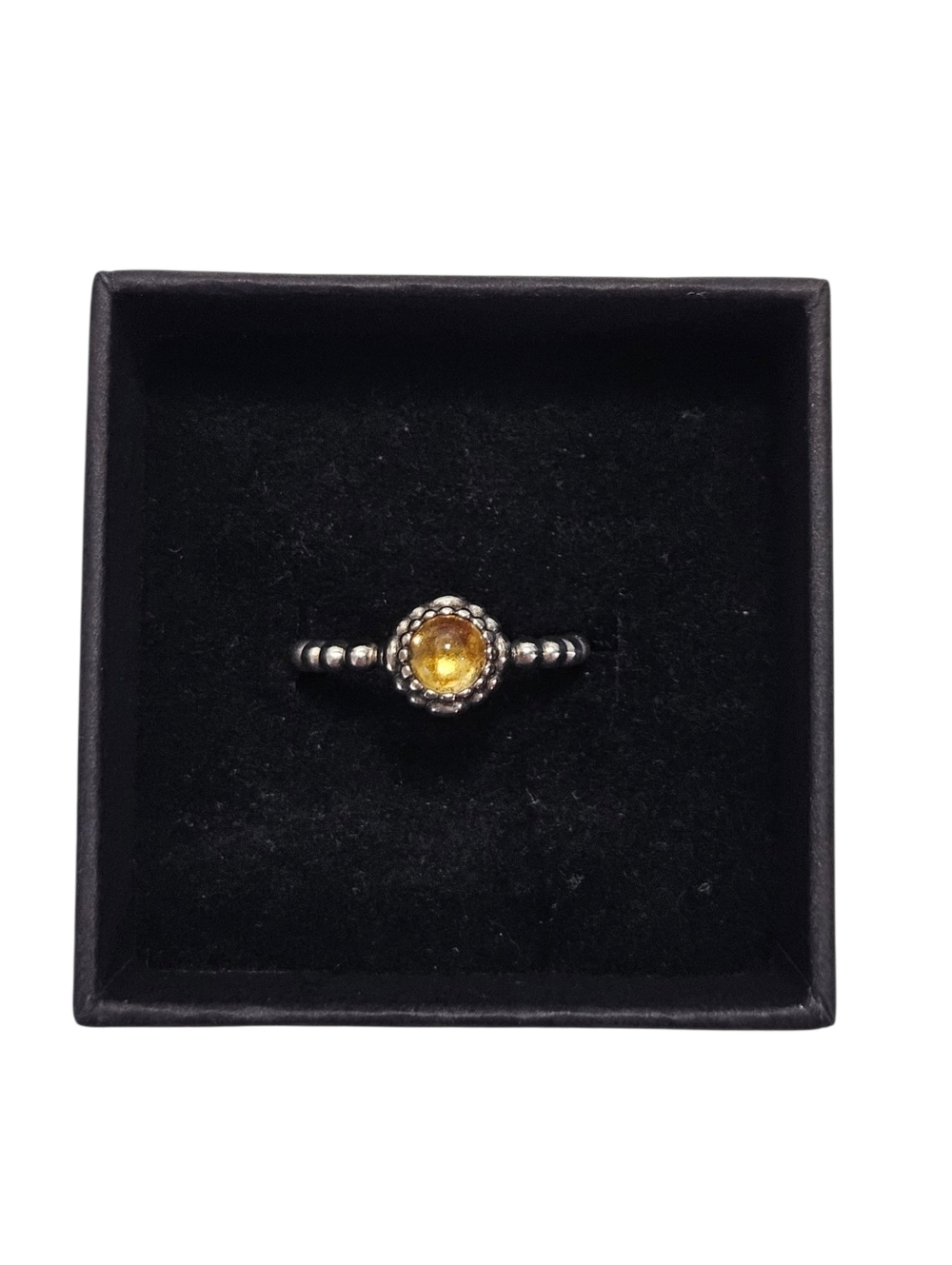 Pandora November Birthday Bloom Citrine Ring Sterling Silver Size 50